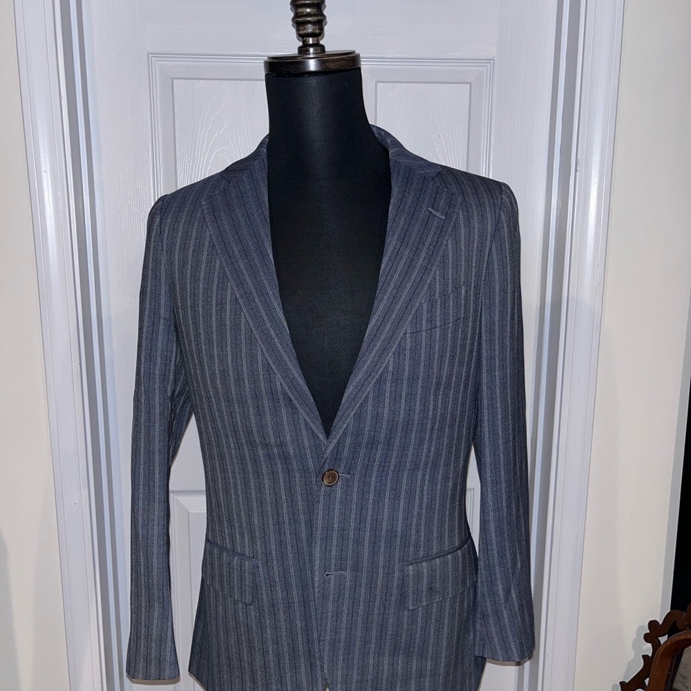 Suitsupply Gray & Blue Striped 3-Piece Suit 36R